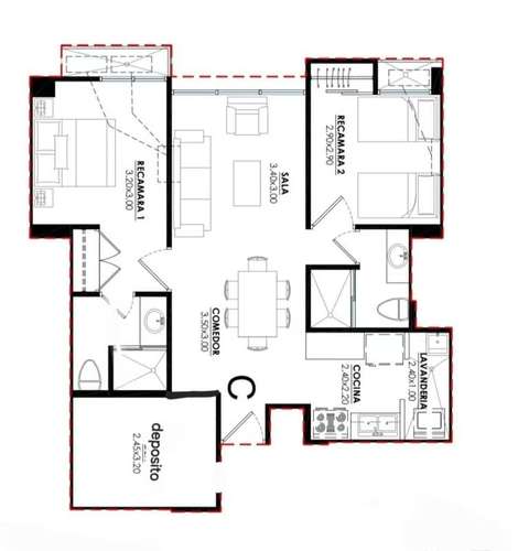 CONDADO DEL REY LINEA BLANCA 2 REC 2 BAÑOS $950