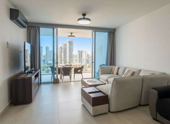 Lujoso apartamento amoblado a estrenar en Avenida Balboa con espectacular vista al mar y 3 recámaras