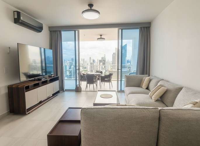 Lujoso apartamento amoblado a estrenar en Avenida Balboa con espectacular vista al mar y 3 recámaras