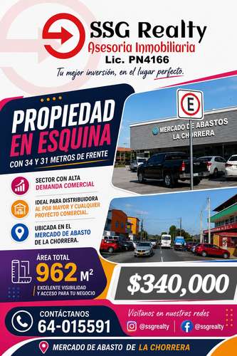 SE VENDE LOTE COMERCIAL  CHORRERA CERCA AL MERCADO 