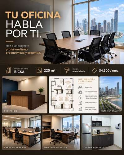 Alquilo amplia oficina en Marbella, Ave, Balboa, Torre Bicsa, 225m2, amoblada, vista al mar, lista para ocupar. - Imagen 16