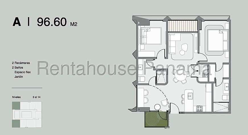 Venta en Preventa Apartamento 96.6 m2 2 Recamaras Proyecto Haven Obarrio - ALYC 27-2981 - Imagen 14