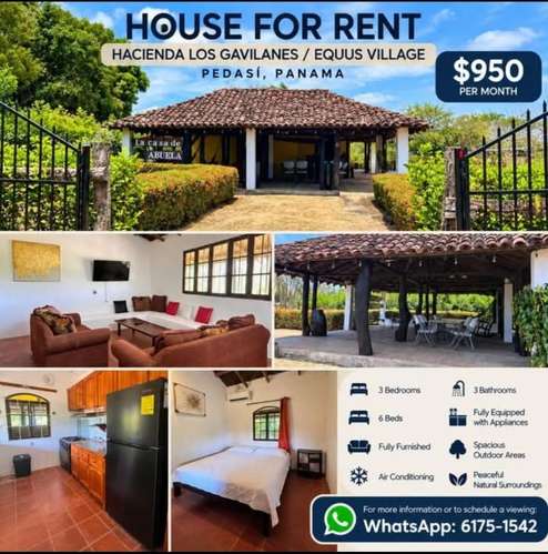 HOUSE OF RENT EQUUS VILLAGE, PEDASI FULL FURNISHED $950