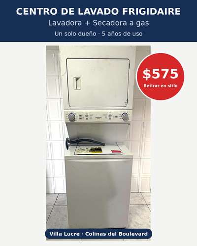 Centro de lavado Frigidaire a gas (lavadora + secadora) – $575