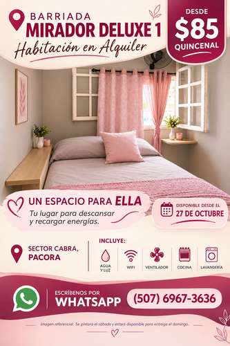Habitación amueblada para dama con amplio clóset. Pma este, 
