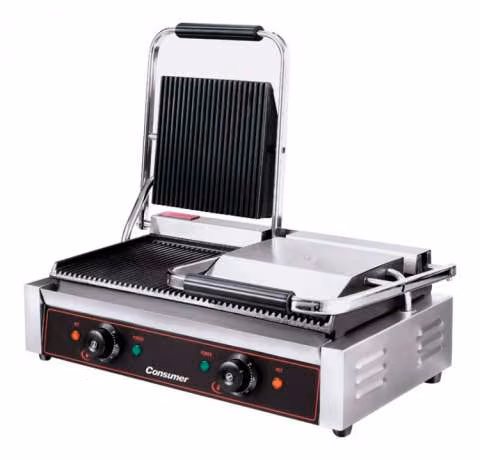 Plancha grill eléctrica 2 tapas Consumer
