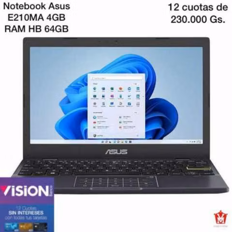 Notebook Asus E210MA ram 4gb hdd 64gb