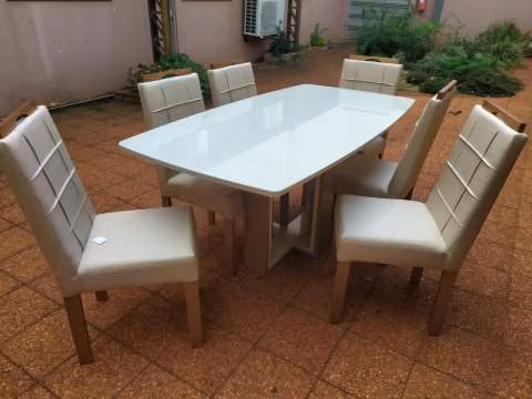 Juego comedor centella kappes con 6 sillas tapizado mesa vidrio