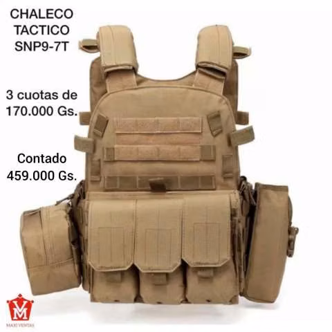 Chaleco táctico marrón claro con pouches bolsos SNP9-7