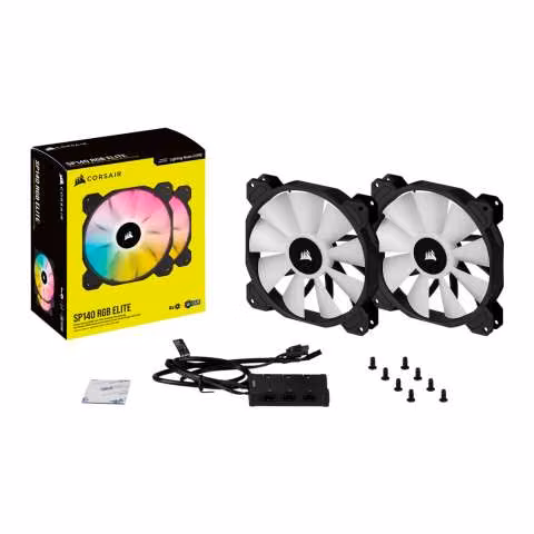 Kit ventilador PWM Corsair SP140 rgb Elite x2 negro - Imagen 2