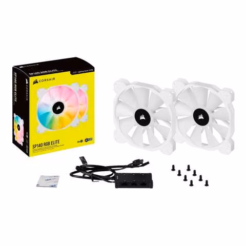 Kit ventilador PWM Corsair SP140 RGB Elite x2 blanco - Imagen 2
