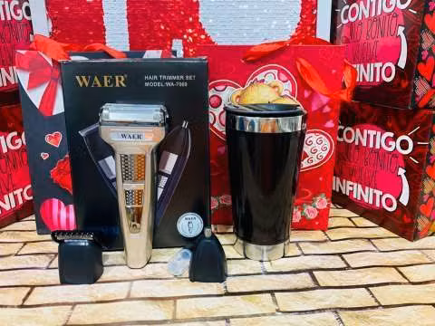Super combo vaso térmico con tapa y afeitadora 3 en 1 Waer