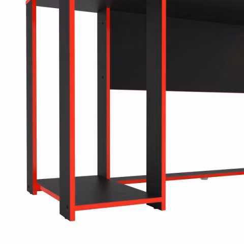 Mesa gamer singapura negro c/rojo politorno