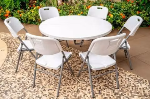Mesa plegable Unique redonda blanca para 4 - 6 personas 1,22 mts - Imagen 3