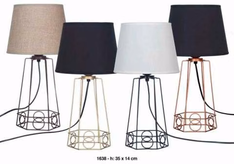 Lampara de mesa base campana metálica oro lux