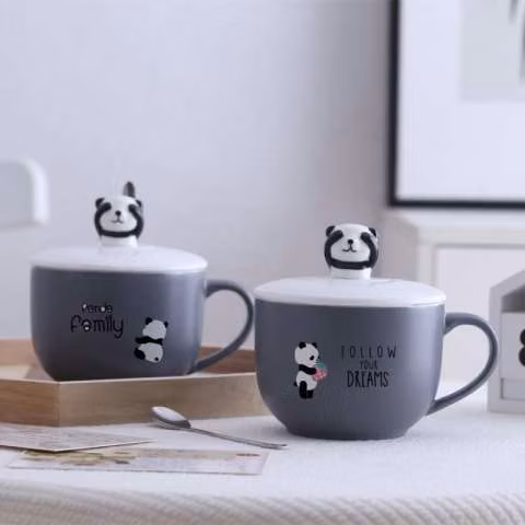 Taza con tapa y cucharilla 600ml 12x9cm