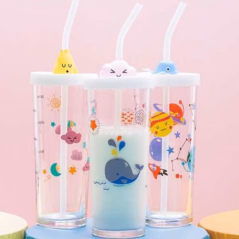Vaso con pajita 420ml 18cm