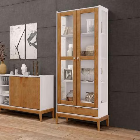 Cristalera vitrina 2 puertas Finestra Off White Freijo