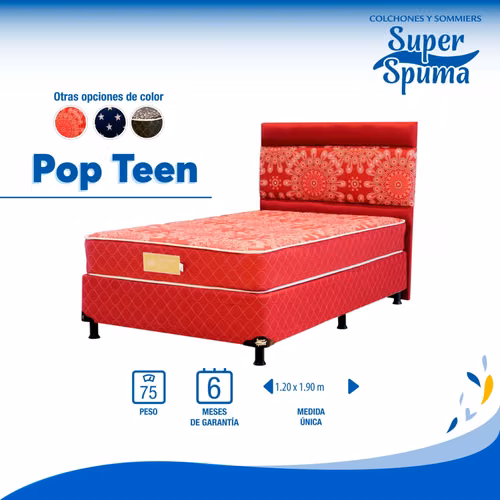 Cama somier superspuma pop teen soporta 75kg 120 x 190 cm - Imagen 2