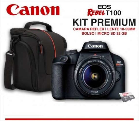 Cámara Canon EOS T100 Kit Premium