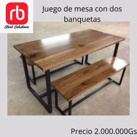 Juego de mesa con dos banquetas