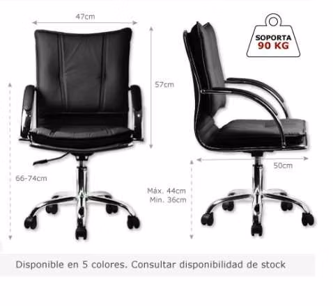Silla giratoria Donna H1 negro 100 kilos 464 - Imagen 2