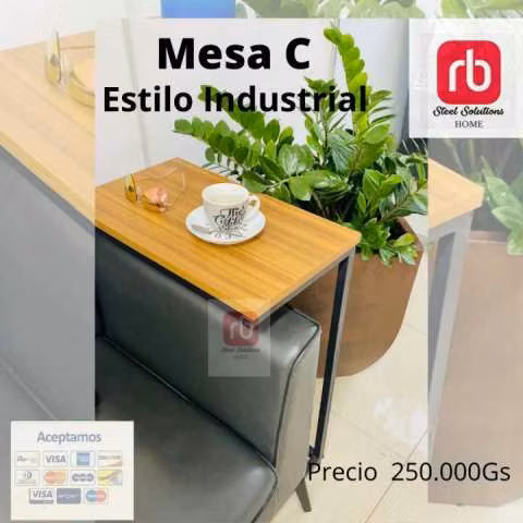 Mesa C estilo industrial