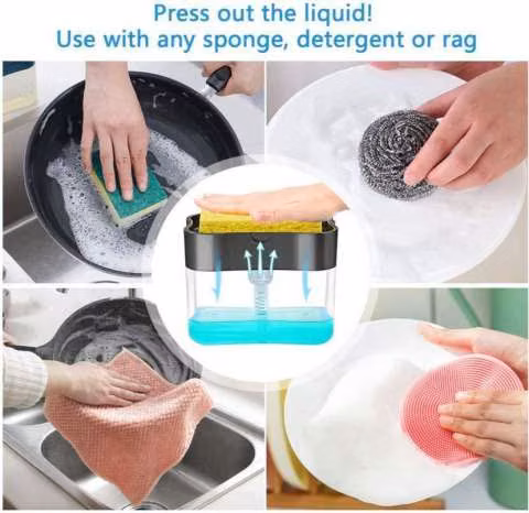 Dispensador de jabon para cocina y soporte de esponja