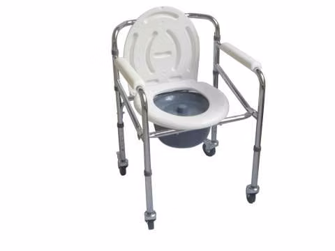 Silla trono sanitario con ruedas plegable