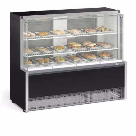 Vitrina térmica Gelopar MEQA-140R PR V/R 1,40M c/ bandejas