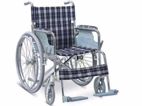 Silla de ruedas de aluminio tapizado cuadrillé