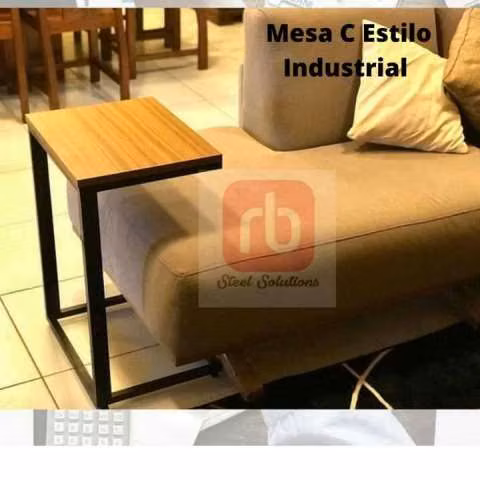 Mesa C estilo industrial moderno