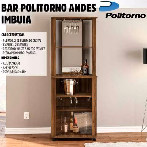 Mueble bar Politorno Andes Avellana 5341 - Imagen 3