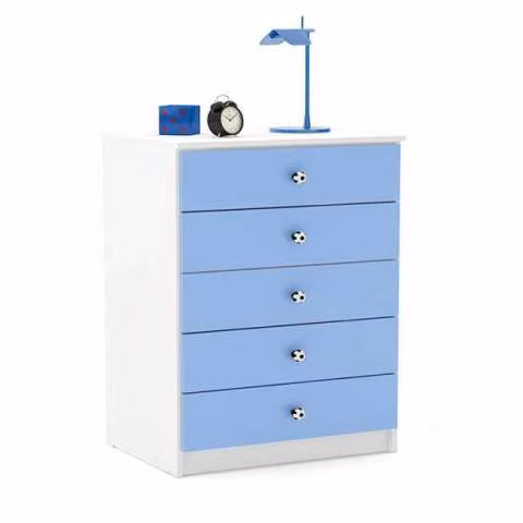 Cómoda politorno 5 cajones azul