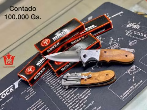 Cuchillo plegable böker diseño madera y metálico