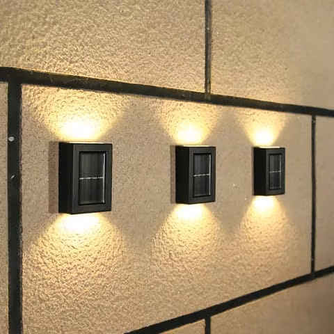 Aplique 2 led luz fija energía solar - Imagen 2