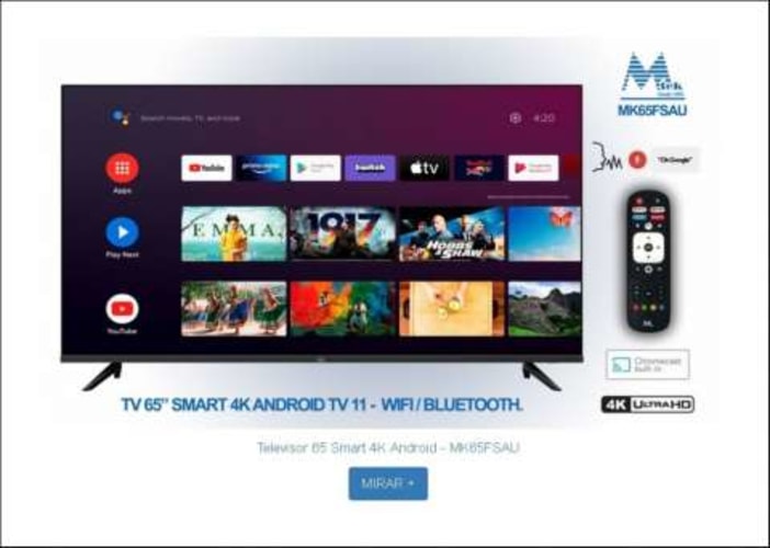 TV Smart MTEK 65 pulgadas 4K Android 11