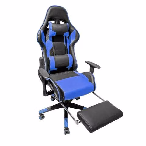 Silla gamer con posa pie azul 120 k - Imagen 2