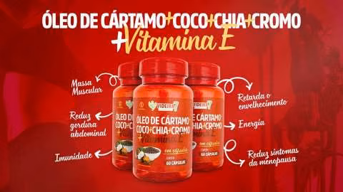 VIDEIRA7 aceite de cartamo + coco + chia + cromo + vitamina e en capsulas