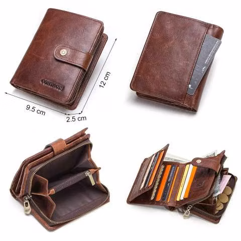 Billetera masculina de cuero genuino