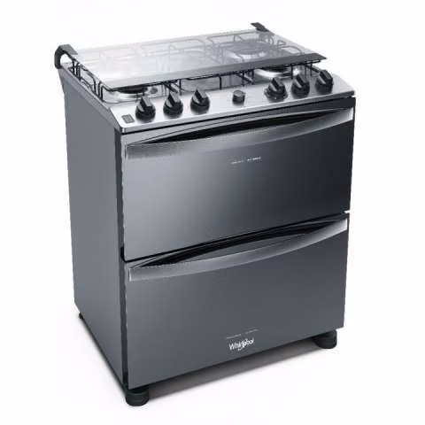 Cocina 5 hornallas inox doble horno Whirlpool