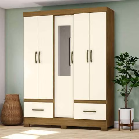 Ropero B60 5 puertas con espejo briz nature white Abba