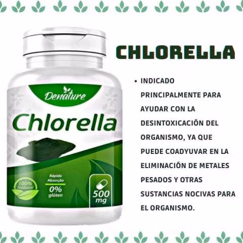 Denature Chlorella en cápsulas de 500 mg