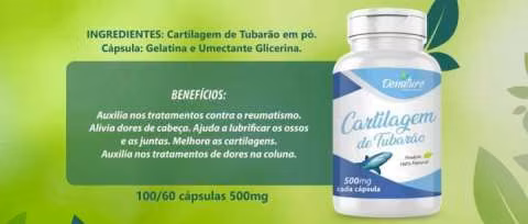 Denature cartílago de tiburón en cápsulas de 500 mg