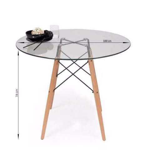 Mesa Eames redonda vidrio 100cm 3937