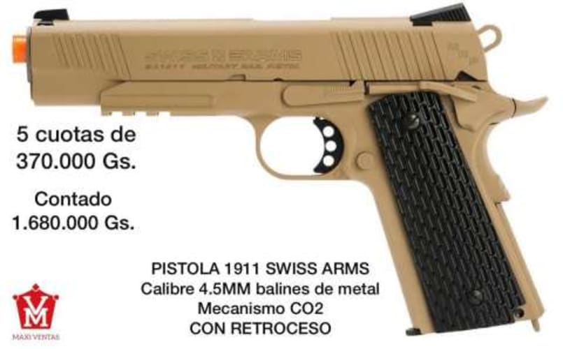Pistola de aire comprimido Swiss Arms balines de metal 4.5mm CO2