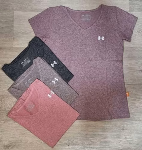 Remera cuello v Under jaspeado para dama - Imagen 2