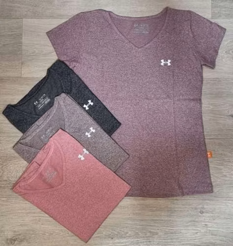 Remera cuello v Under jaspeado para dama - Imagen 2
