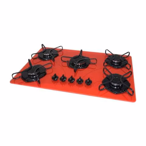 Anafe abbatec cooktop 5 hornallas abba rojo y negro