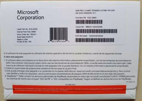 MS OEM licencia Windows 10 Home 64 Bit